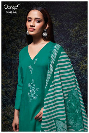 GANGA HRIDIKA S4681 PREMIUM PURE BEMBERG MUL SUIT