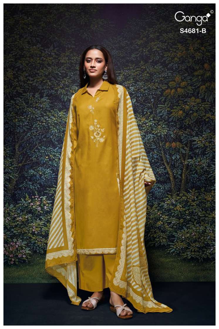 BUY GANGA SUITS ONLINE GANGA HRIDIKA S4681 NEW CATALOGUE