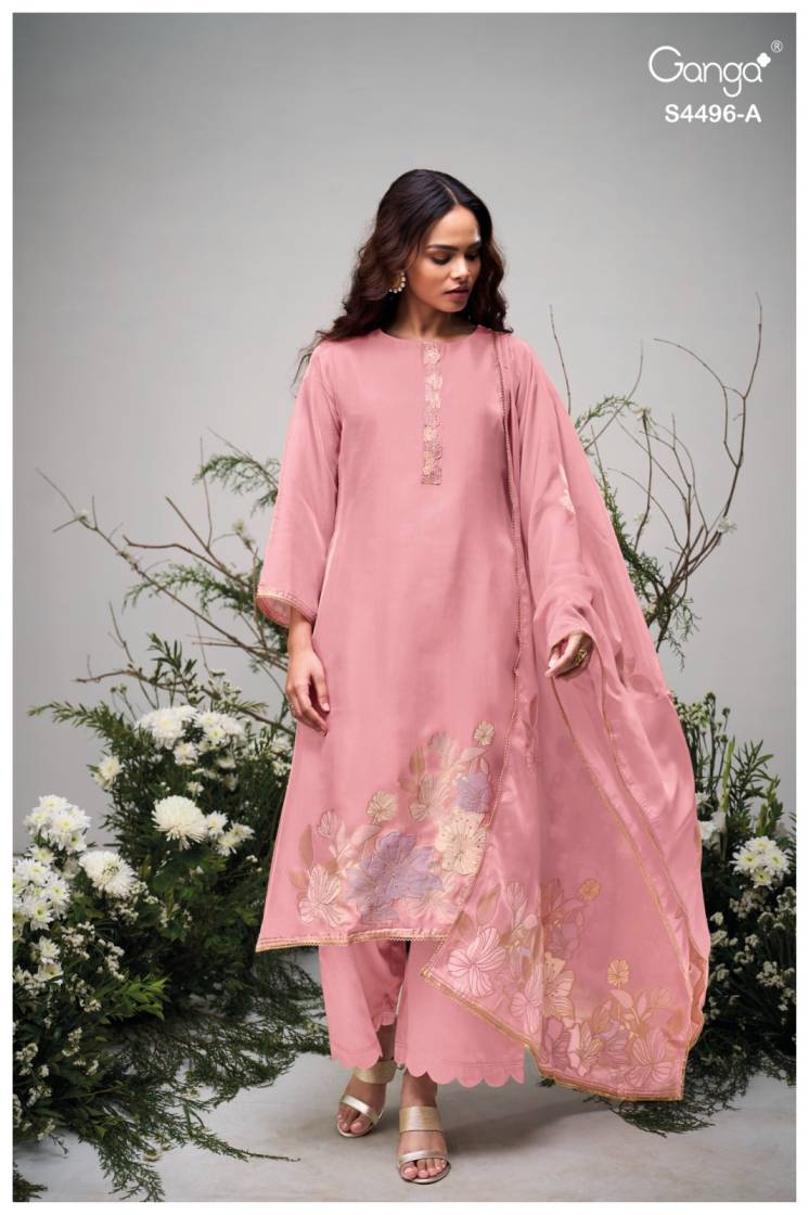 BUY GANGA SUITS ONLINE SALE GANGA HUSNA S4496 FABRIC DETAIL