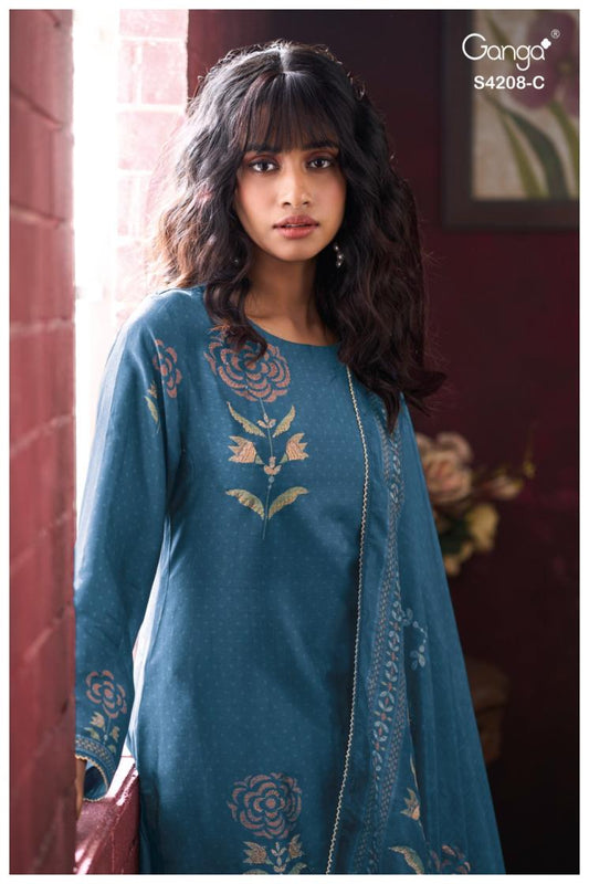 BUY GANGA SUITS ONLINE SALE GANGA INAIKA S4208 DUPATTA DESIGN