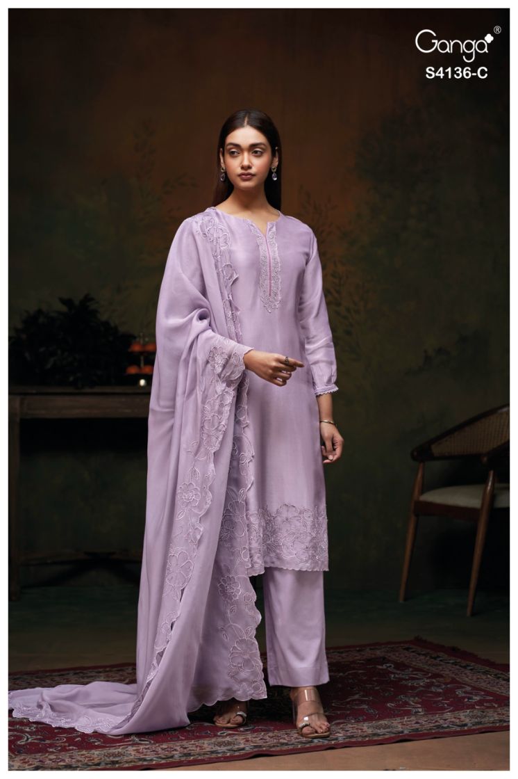 BUY GANGA SUITS ONLINE WITH PRICE GANGA INIYA S4136 DUPATTA DESIGN