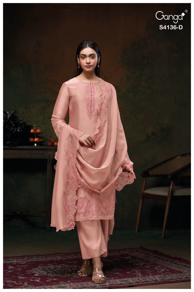 BUY GANGA SUITS ONLINE WITH PRICE GANGA INIYA S4136 FABRIC DETAIL