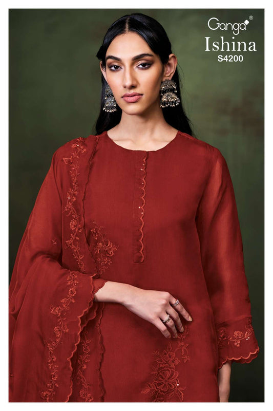 BUY GANGA SUITS SINGLE PIECE GANGA ISHINA S4200 FRONT VIEW