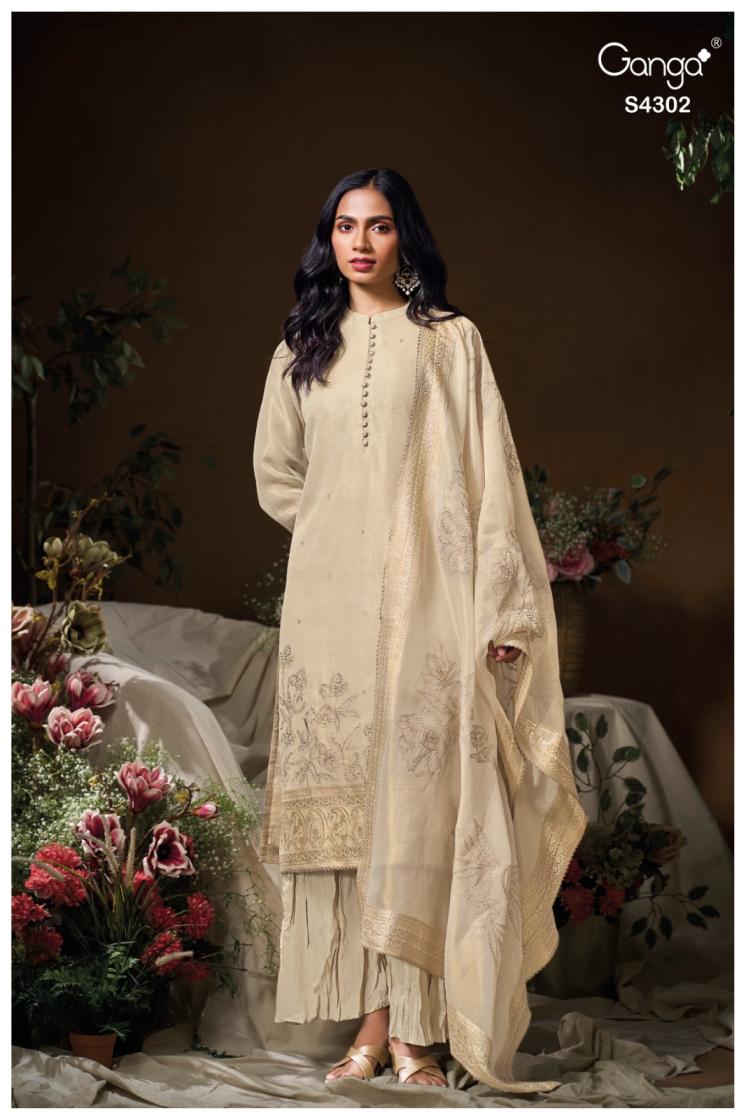 BUY GANGA SUITS SINGLE PIECE GANGA ISVAYA S4302 DUPATTA DESIGN