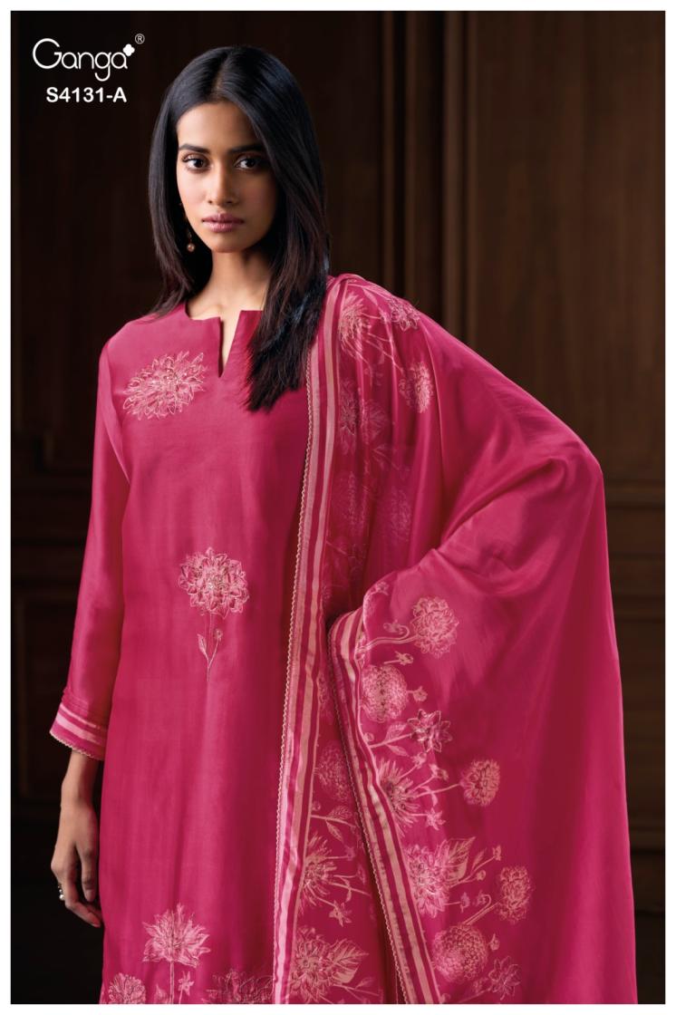 BUY GANGA UNSTITCHED SUITS ONLINE SALE GANGA IVERRA S4131 FRONT VIEW