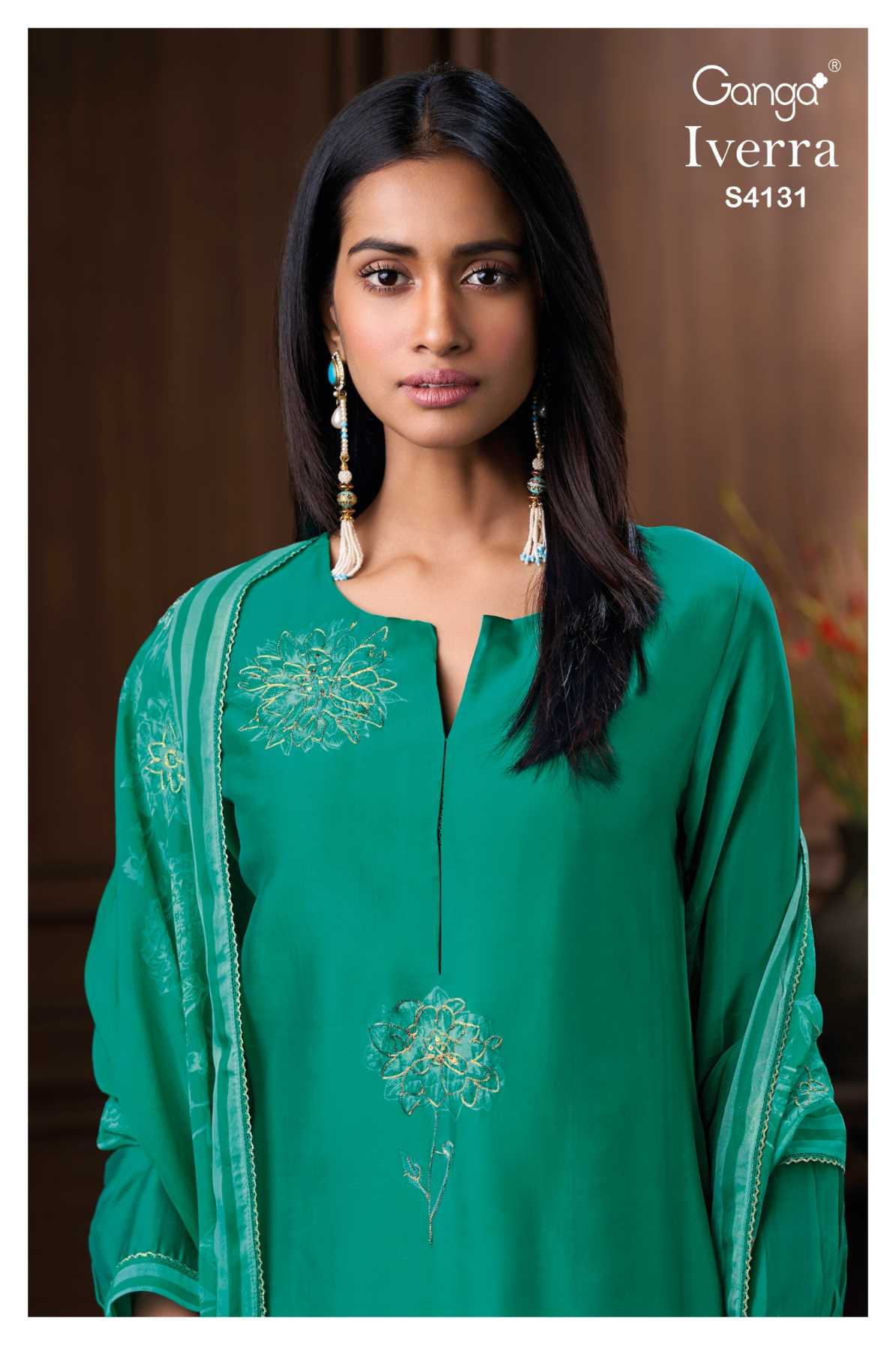 BUY GANGA UNSTITCHED SUITS ONLINE SALE GANGA IVERRA S4131 FULL SET