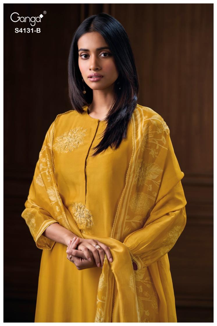 BUY GANGA UNSTITCHED SUITS ONLINE SALE GANGA IVERRA S4131 DUPATTA DESIGN