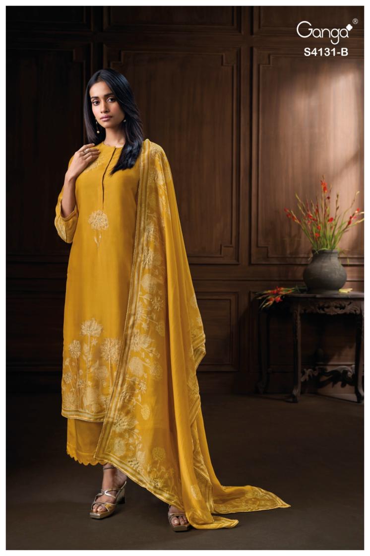 BUY GANGA UNSTITCHED SUITS ONLINE SALE GANGA IVERRA S4131 PREMIUM SUIT