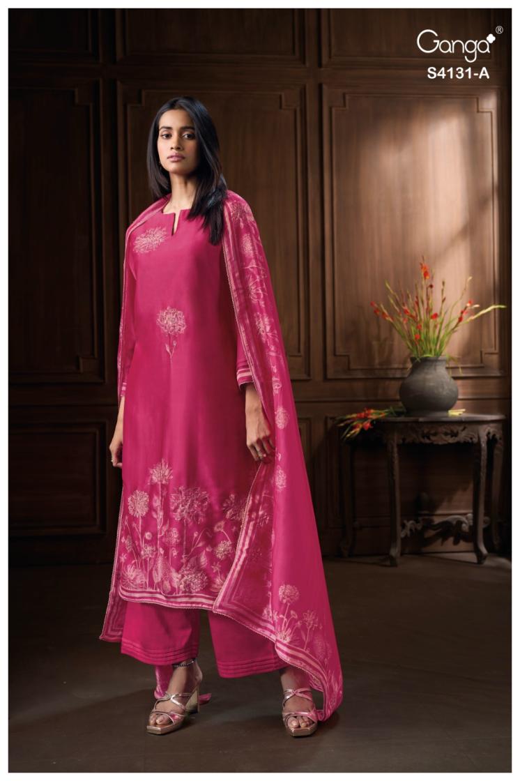 BUY GANGA UNSTITCHED SUITS ONLINE SALE GANGA IVERRA S4131 BACK VIEW