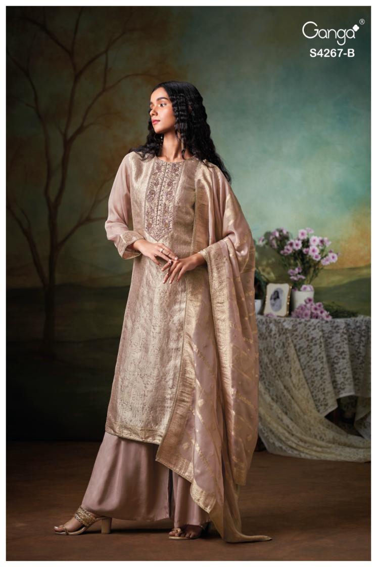 BUY GANGA SUITS ONLINE SALE GANGA IVRYA S4267 DUPATTA DESIGN
