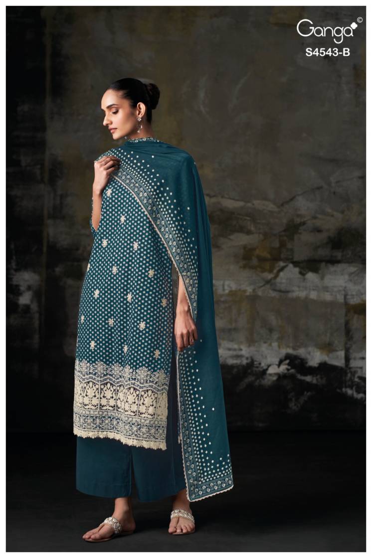 BUY GANGA SUITS ONLINE GANGA IZELIA S4543 FABRIC DETAIL