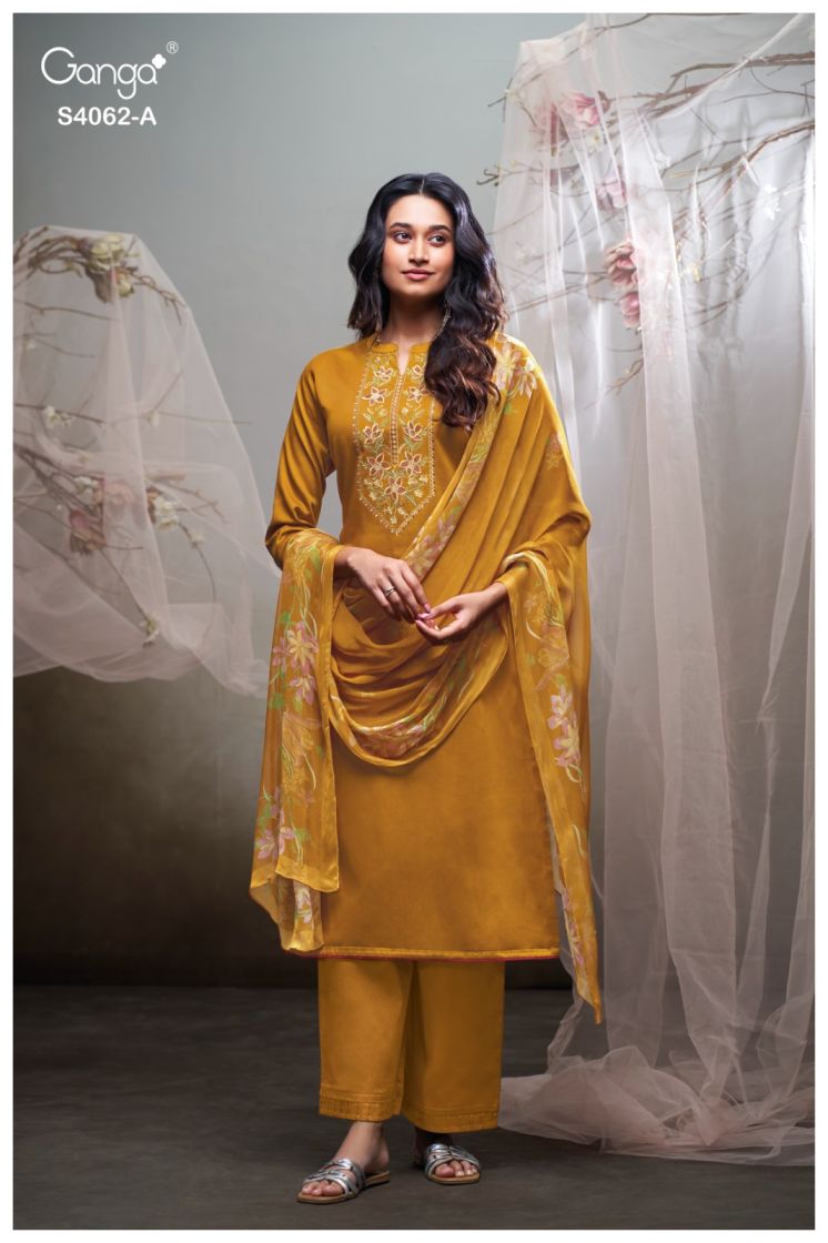 BUY GANGA SUITS SINGLE PIECE GANGA IZYRA S4062 FRONT VIEW