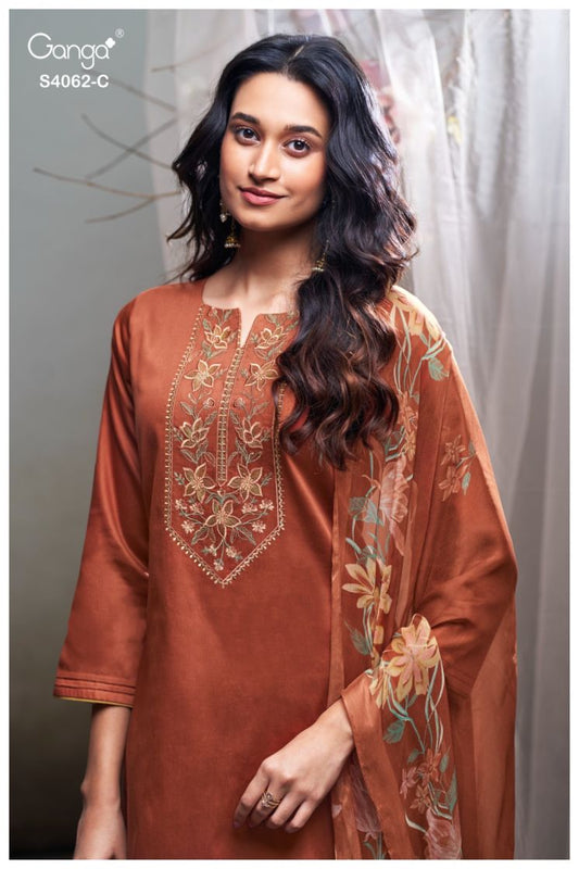 BUY GANGA SUITS SINGLE PIECE GANGA IZYRA S4062 BACK VIEW