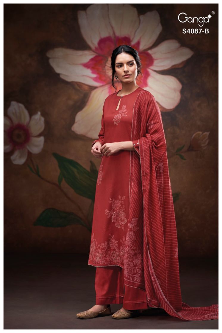 BUY GANGA SUITS ONLINE SALE GANGA JAASHVI S4087 FABRIC DETAIL