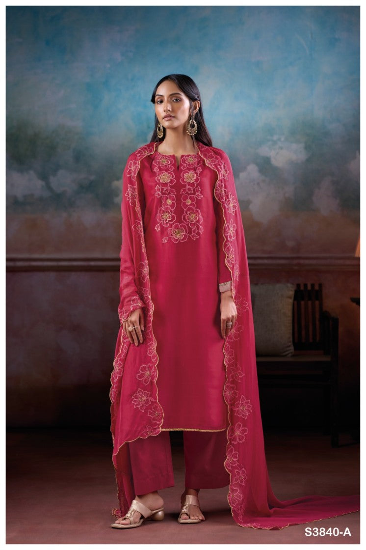 Ganga Jaelina S3840 premium pure Bemberg silk suit by Ganga Fashions
