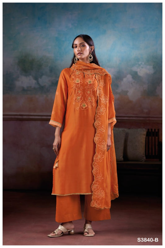 Ganga Jaelina S3840 premium pure Bemberg silk suit by Ganga Fashions