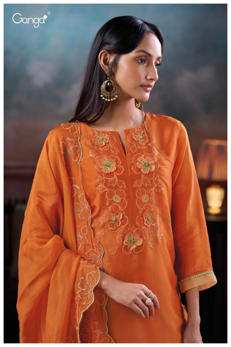 Ganga Jaelina S3840 premium pure Bemberg silk suit by Ganga Fashions