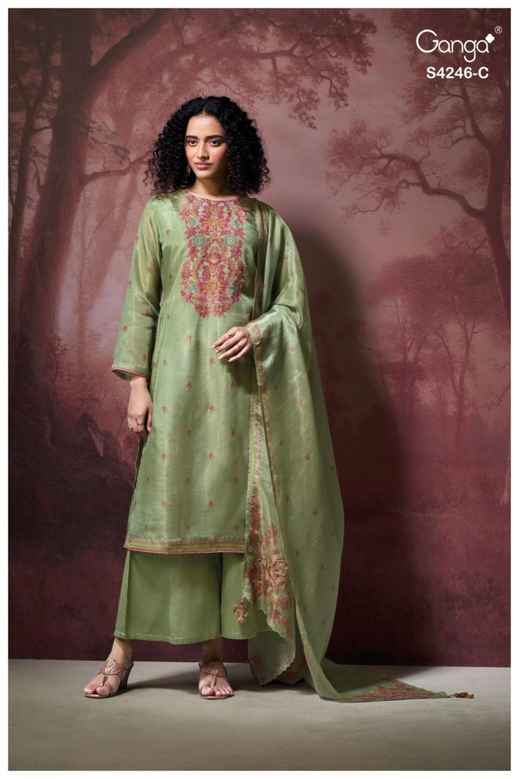 BUY GANGA SUITS ONLINE SALE GANGA JANELIA S4246 DUPATTA DESIGN