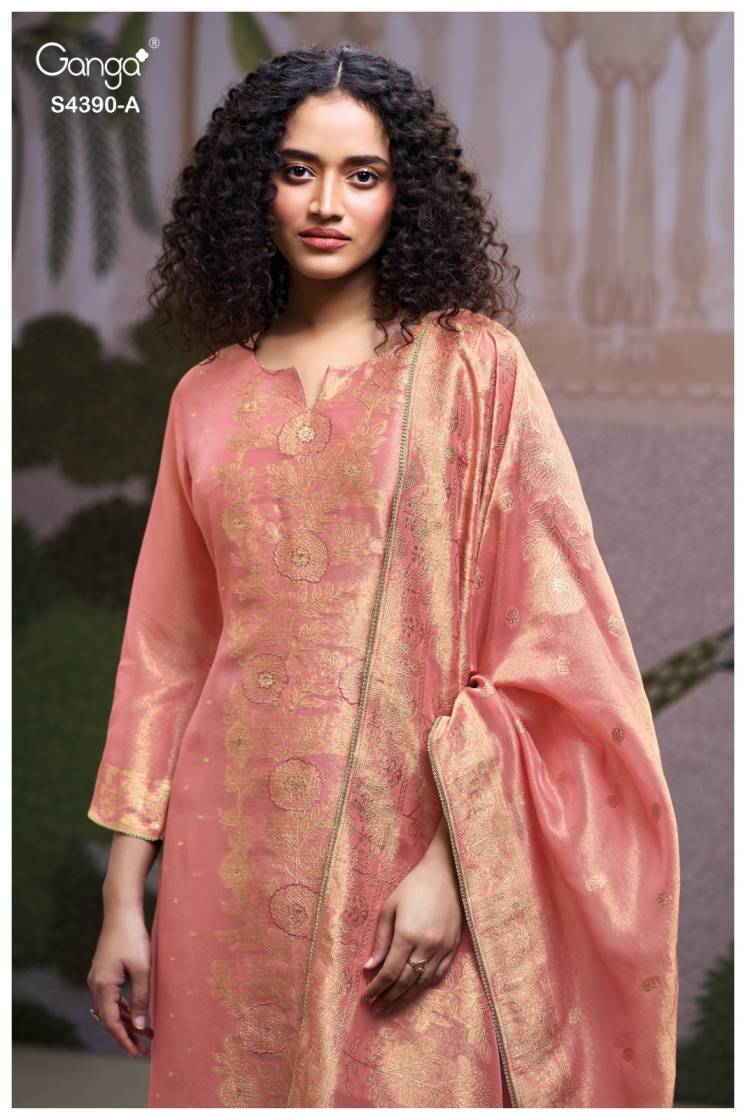 BUY GANGA SUITS ONLINE SALE GANGA JIVANA S4390 DUPATTA DESIGN