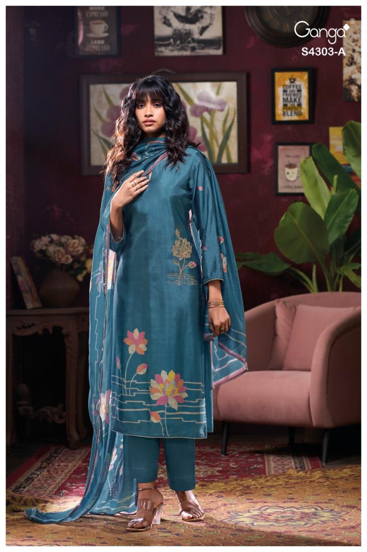 BUY GANGA SUITS WITH PRICE GANGA KAVISHA S4303 TOP DESIGN