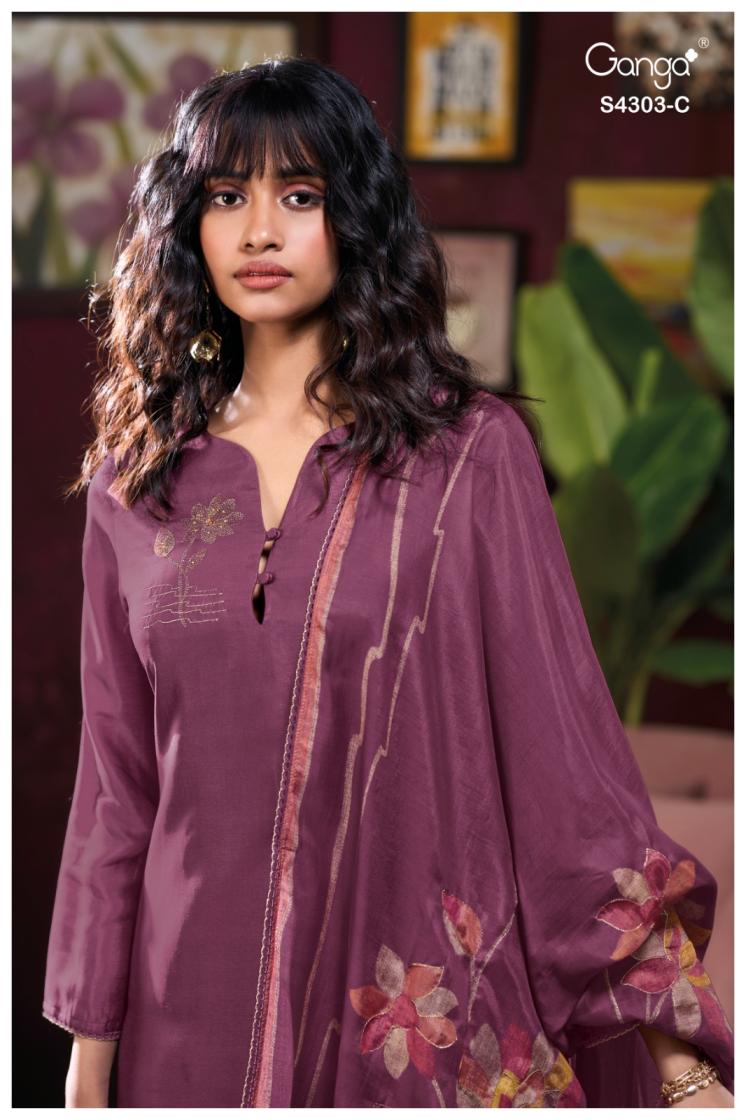 BUY GANGA SUITS WITH PRICE GANGA KAVISHA S4303 BACK VIEW