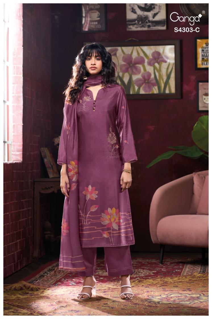 BUY GANGA SUITS WITH PRICE GANGA KAVISHA S4303 CLOSEUP IMAGE