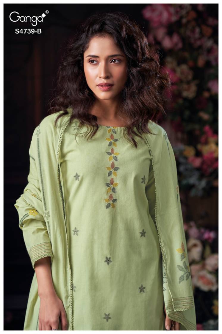 BUY GANGA SUITS ONLINE GANGA KIVANA S4739 DUPATTA DESIGN