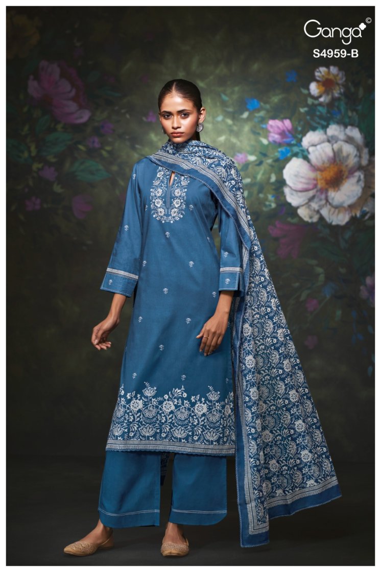 BUY GANGA SUITS SINGLE PIECE GANGA KIVIRA S4959 NEW CATALOGUE
