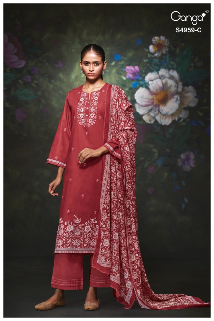 BUY GANGA SUITS SINGLE PIECE GANGA KIVIRA S4959 CLOSEUP IMAGE