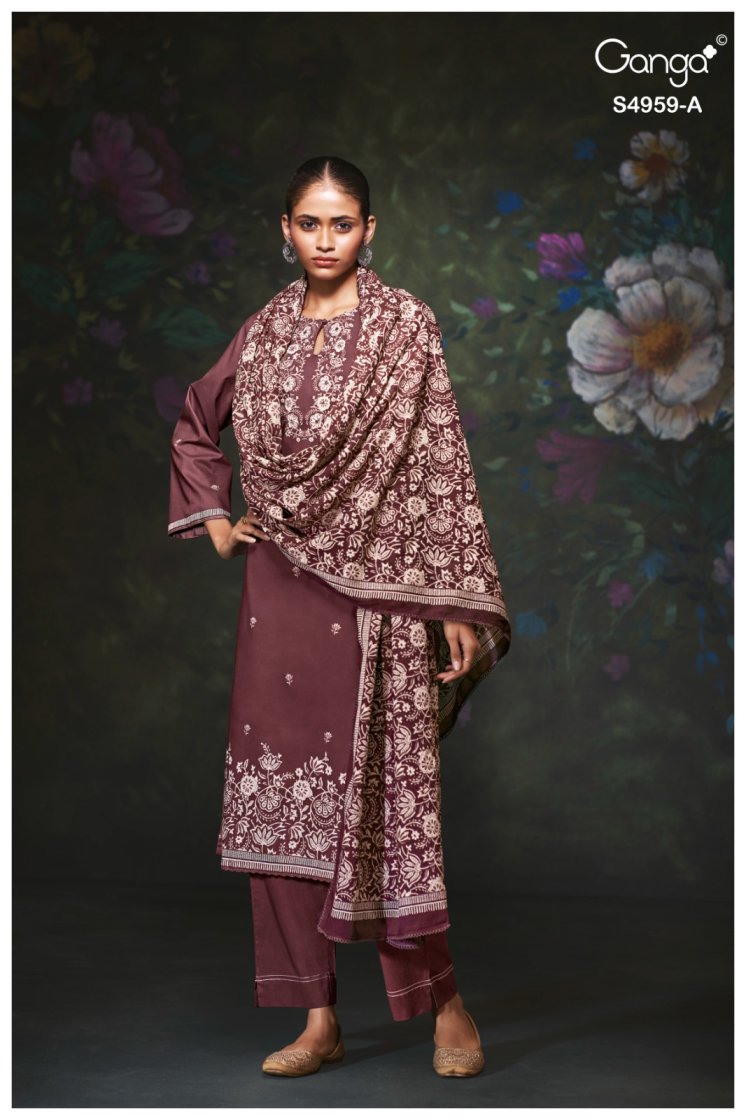 BUY GANGA SUITS SINGLE PIECE GANGA KIVIRA S4959 BACK VIEW