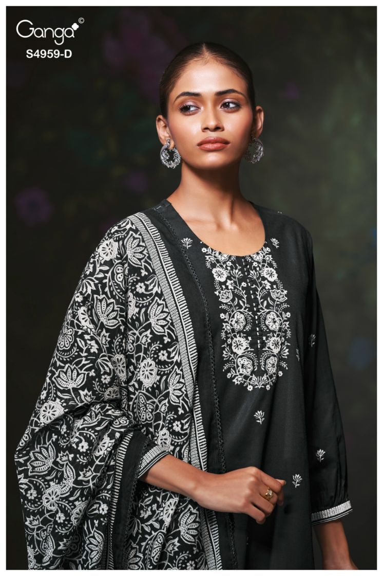 BUY GANGA SUITS SINGLE PIECE GANGA KIVIRA S4959 DUPATTA DESIGN