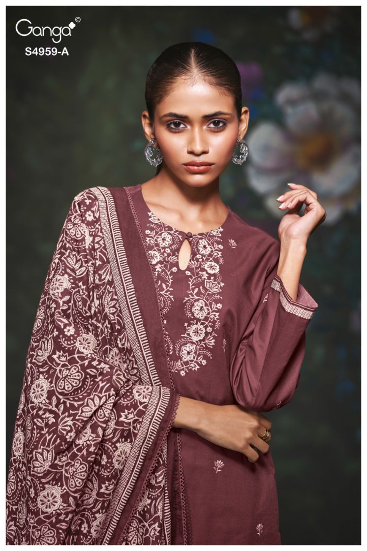 BUY GANGA SUITS SINGLE PIECE GANGA KIVIRA S4959 FULL SET