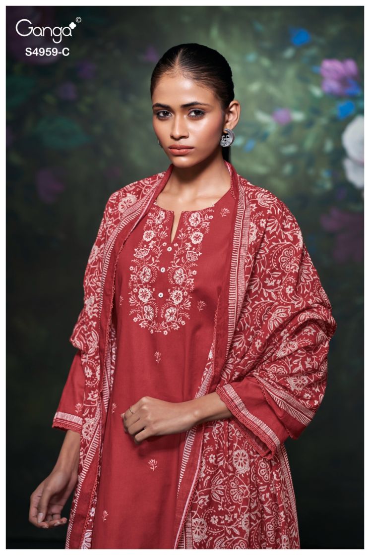 BUY GANGA SUITS SINGLE PIECE GANGA KIVIRA S4959 FRONT VIEW