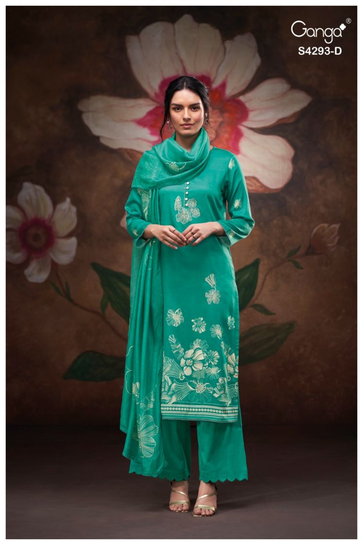 BUY GANGA SUITS ONLINE GANGA KRESHIKA S4293 FABRIC DETAIL