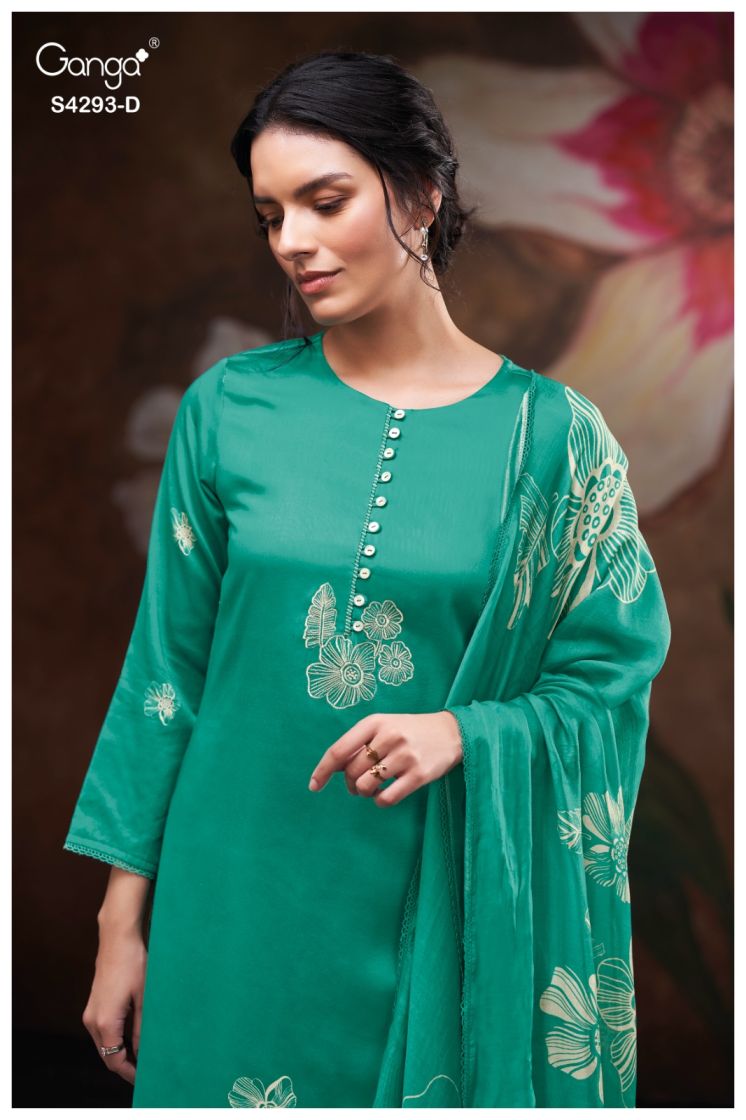 BUY GANGA SUITS ONLINE GANGA KRESHIKA S4293 CLOSEUP IMAGE