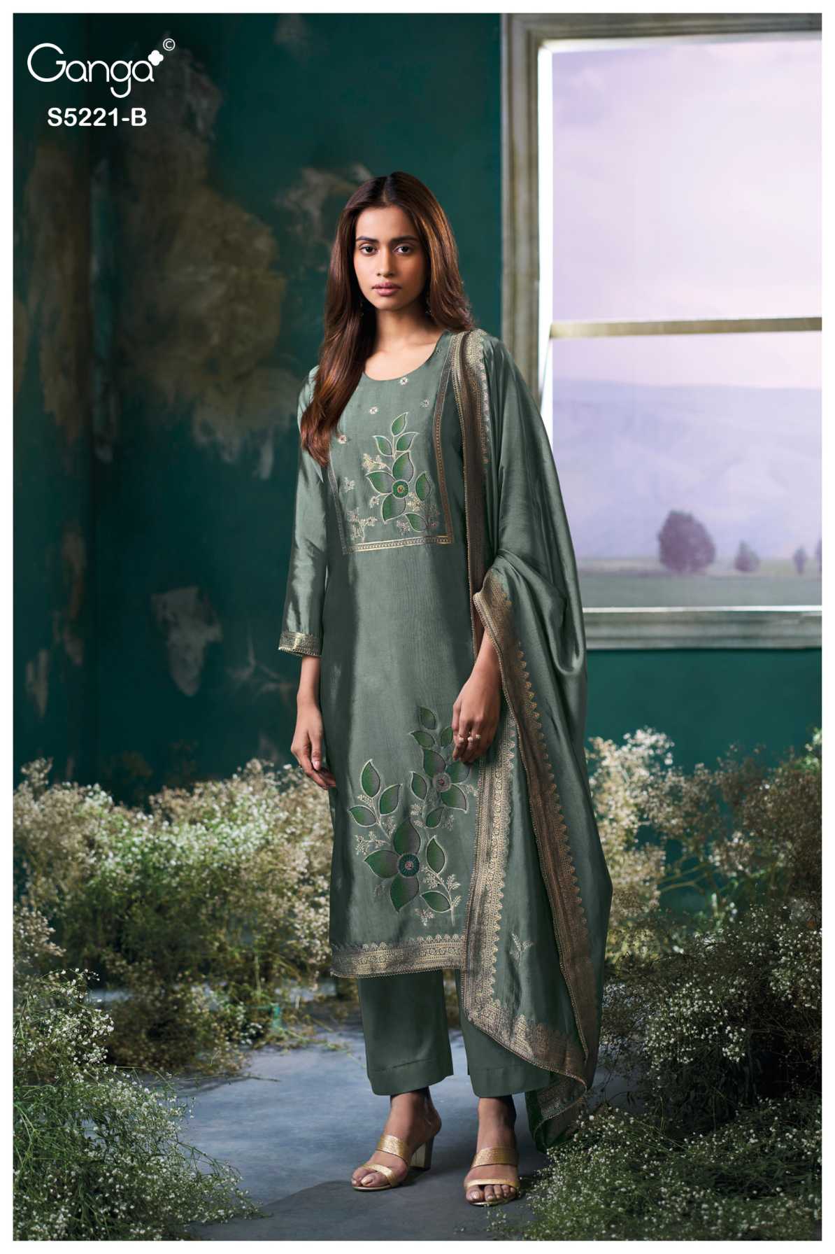 BUY GANGA SUITS GANGA KRISHVI S5221 DUPATTA DESIGN