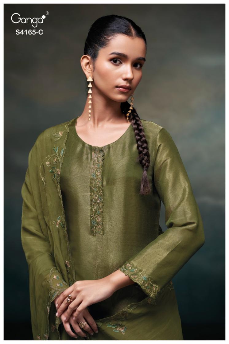 BUY GANGA UNSTITCHED SUITS ONLINE GANGA KYANA S4165 FULL SET