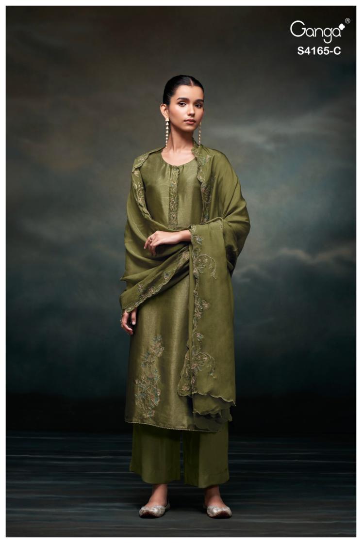 BUY GANGA UNSTITCHED SUITS ONLINE GANGA KYANA S4165 BACK VIEW