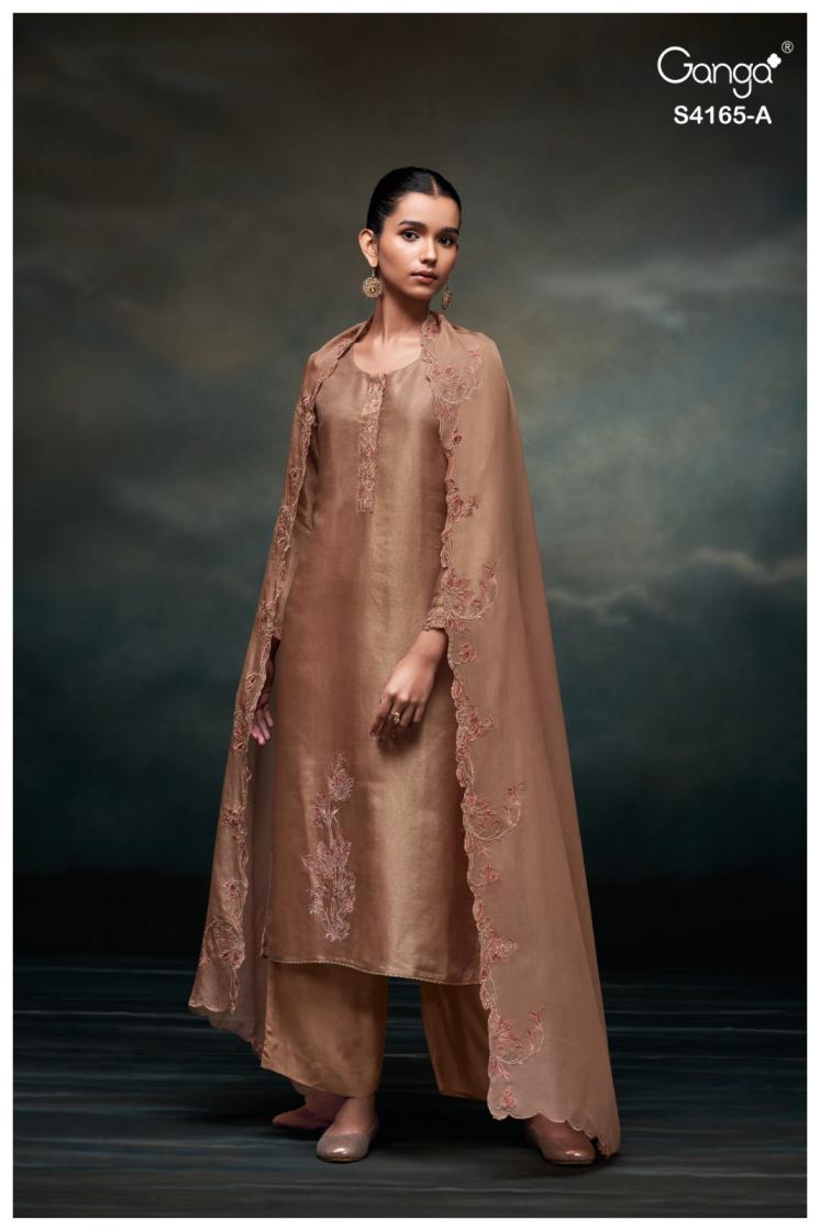 BUY GANGA UNSTITCHED SUITS ONLINE GANGA KYANA S4165 NEW CATALOGUE