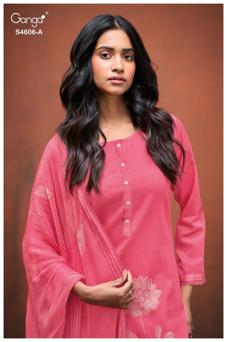 BUY GANGA SUITS ONLINE GANGA LAZEN S4606 BACK VIEW