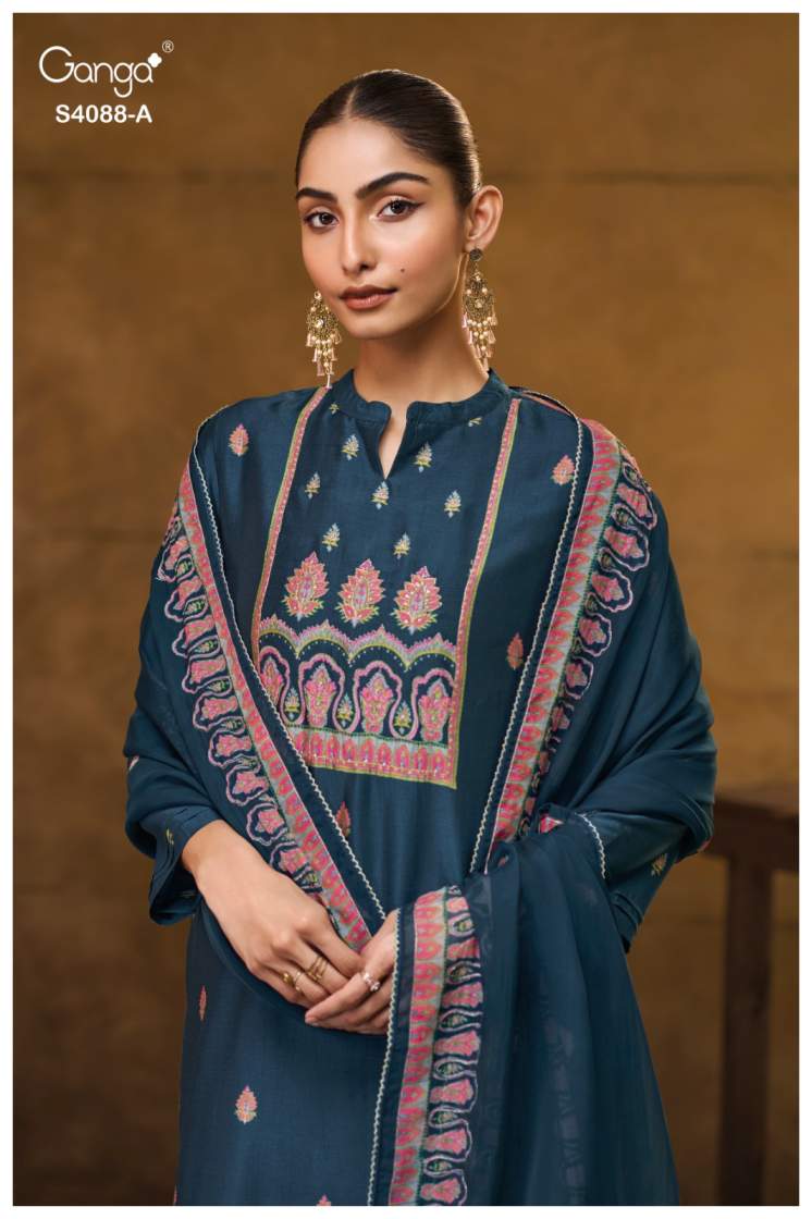 buy ganga liraah s4088 premium pure bemberg russian silk suit online