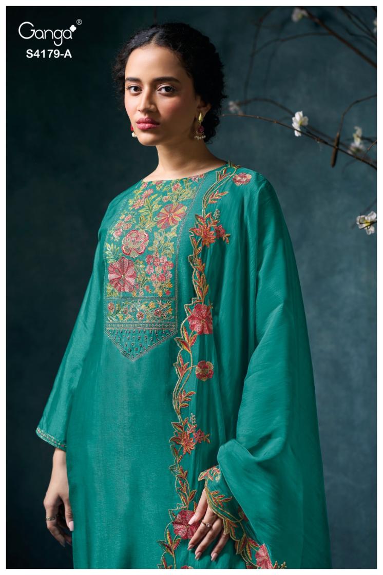 BUY GANGA SUITS SINGLE PIECE GANGA LISELLE S4179 FRONT VIEW