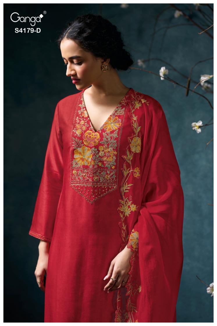 BUY GANGA SUITS SINGLE PIECE GANGA LISELLE S4179 DUPATTA DESIGN