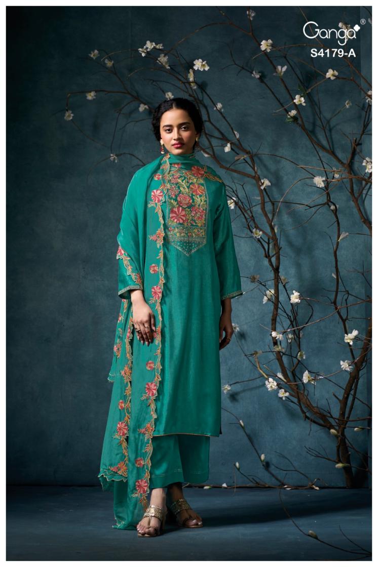 BUY GANGA SUITS SINGLE PIECE GANGA LISELLE S4179 CLOSEUP IMAGE