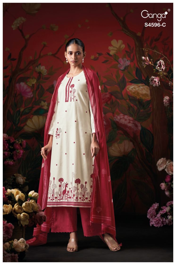 BUY GANGA SUITS SINGLE PIECE GANGA LIXIE S4596 FRONT VIEW