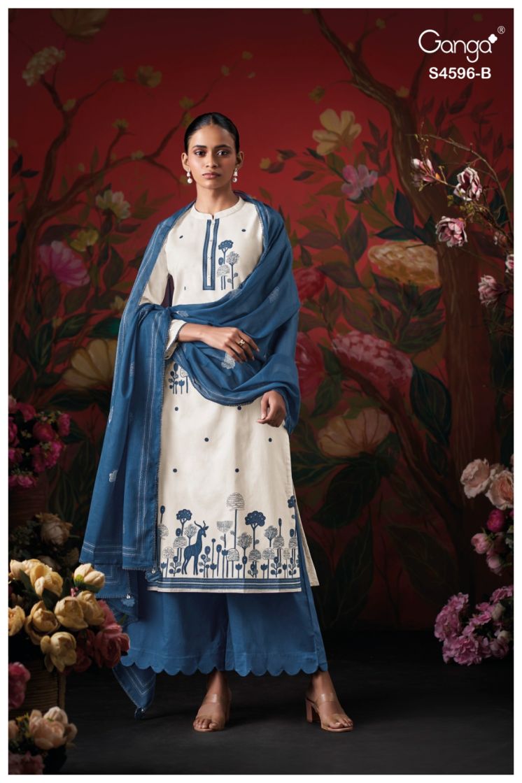BUY GANGA SUITS SINGLE PIECE GANGA LIXIE S4596 DUPATTA DESIGN