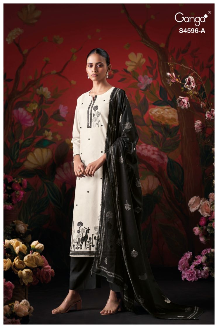 BUY GANGA SUITS SINGLE PIECE GANGA LIXIE S4596 FABRIC DETAIL
