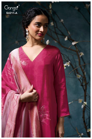 GANGA MANIRA S4211 PREMIUM PURE BEMBERG HABUTAI SILK SUIT
