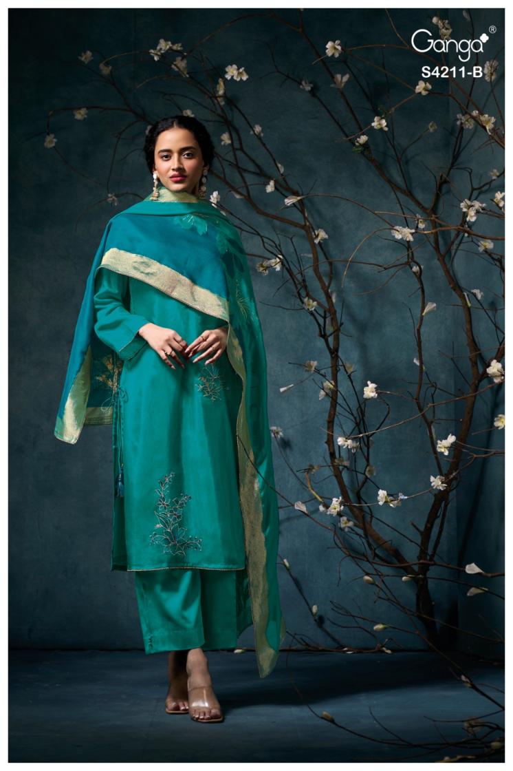 BUY GANGA SUITS GANGA MANIRA S4211 FABRIC DETAIL
