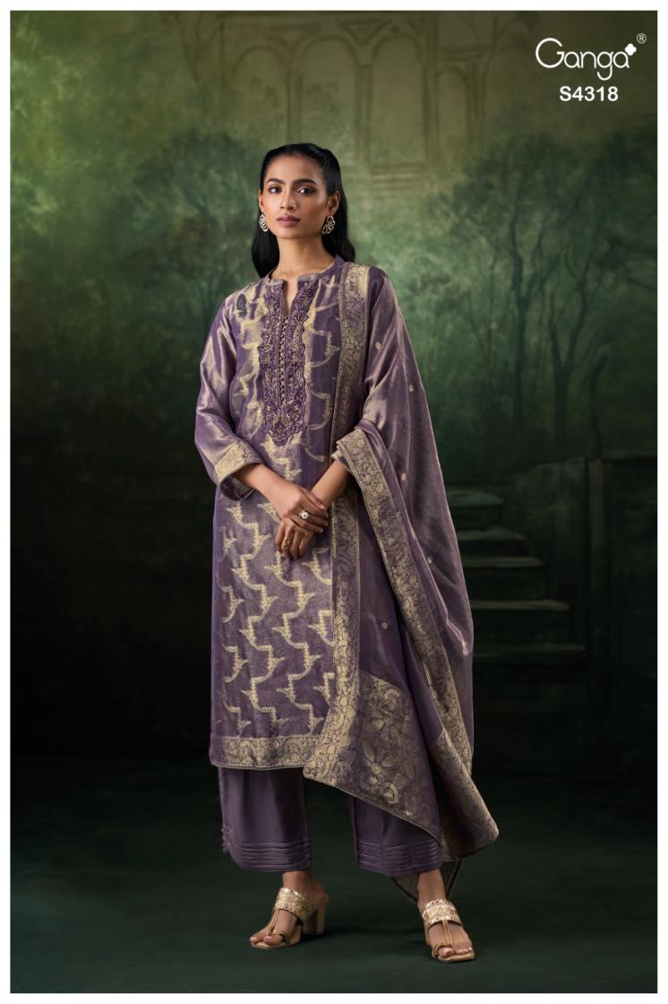 BUY GANGA SUITS ONLINE SINGLE PIECE GANGA MARISSA S4318 DUPATTA DESIGN